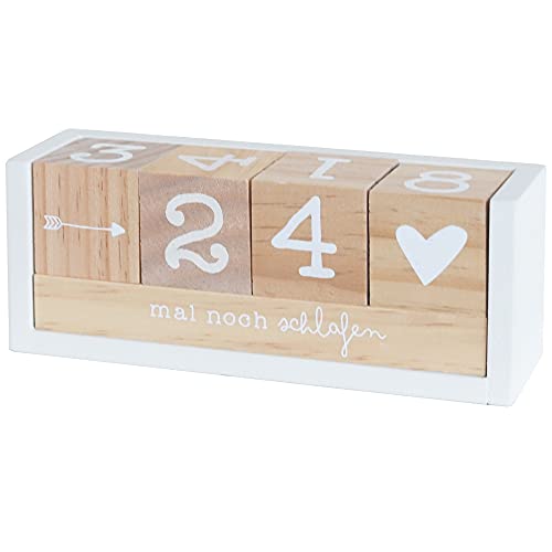 Odernichtoderdoch® Countdown Würfel aus Holz - Holzwürfel Countdown für Hochzeiten, Geburtstage, Prüfungen oder Weihnachten - mit Holzkästchen, schön als Geschenk, 18 x 7 x 5,5 cm