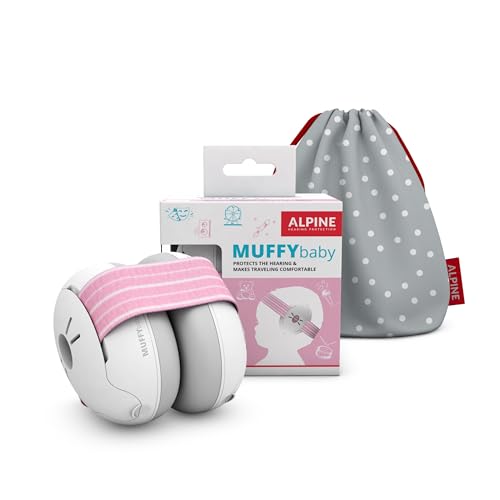Alpine Muffy Baby - Gehörschutz für Babys bis 36 Monate - 23dB - Baby Lärmschutz Kopfhörer verhindert Gehörschäden und verbessert den Schlaf unterwegs - Verstellbares Kopfband - Rosa