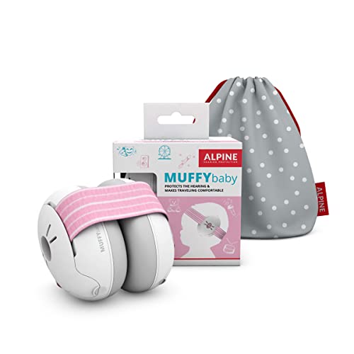 Alpine Muffy Baby Kapselgehörschützer - Gehörschutz für Babys und Kleinkinder von 12 bis 36 Monate - Lärmschutz Verhindert Gehörschäden - Verbessert den Schlaf unterwegs - Bequeme Passform - Rosa