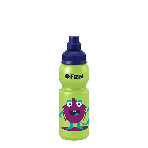 Fizzii Kinder- und Freizeittrinkflasche 330 ml (auslaufsicher bei Kohlensäure, schadstofffrei, spülmaschinenfest, Motiv: Monster-Kids)