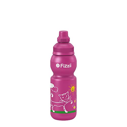 Fizzii Kinder- und Freizeittrinkflasche 330 ml (auslaufsicher bei Kohlensäure, schadstofffrei, spülmaschinenfest, Motiv: Katze)