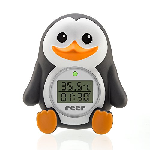 Reer Baby-Thermometer für die Badewanne mit süßem Unterwasserwelt-Motiv, kindersicheres Bade-Thermometer - Pinguin