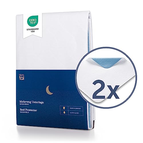 Blumtal Matratzenauflage Baby, wasserdicht und waschbar - Saugvlies, 75x90cm, Inkontinenzunterlage für Babys (2er-Set)