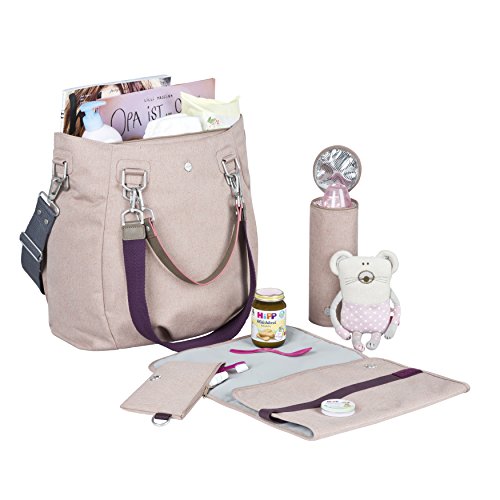 LÄSSIG Baby Wickeltasche Babytasche Kliniktasche, inkl. Wickelzubehör, Green Label Mix 'n Match Bag, rose