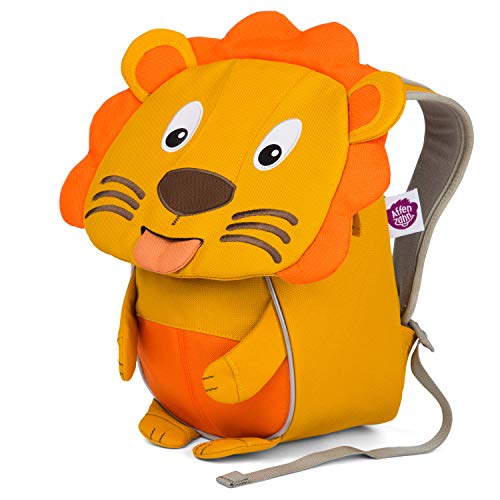 Affenzahn Kleiner Freund Kindergarten-Rucksack für 1-3 Jährige Ergonomisch Reflektierend Ziehzunge mit Namensschild Löwe - Gelb