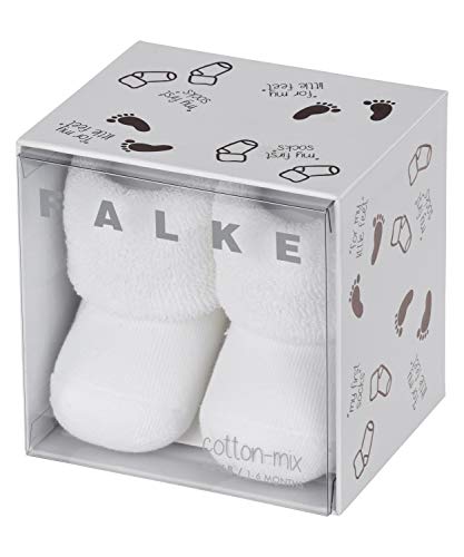 FALKE Unisex Baby Eerste katoen dun eenkleurig 1 paar Socken, Weiß (White 2000), 3-6 Monate EU