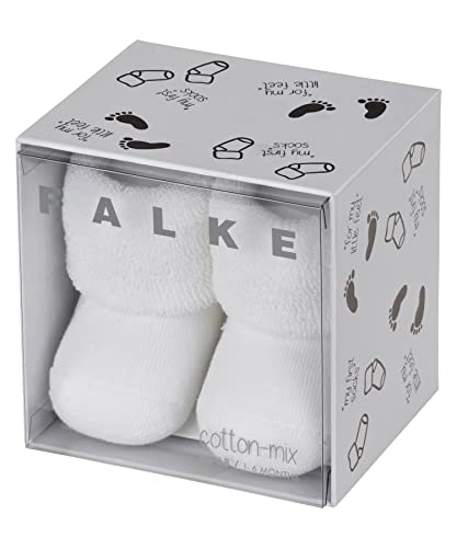 FALKE Unisex Baby Socken Erstling B SO Baumwolle einfarbig 1 Paar, Weiß (White 2000), 62-68