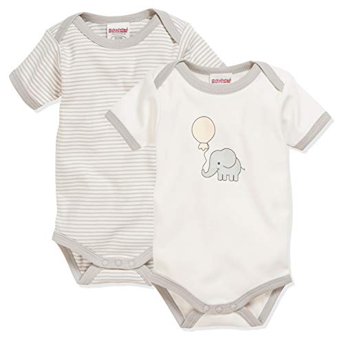 Schnizler Unisex Kleinkind Multipack Baby-Body, Natur 1/4-Arm 2er Pack Elefant, 50/56