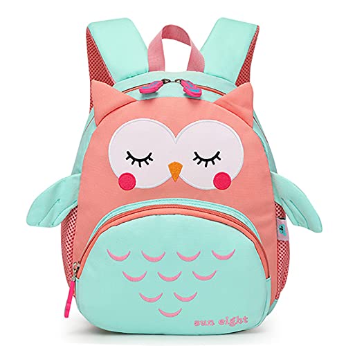 Bluesaly Kinderrucksack Kindergarten Rucksack Kinder Baby Mädchen Schulrucksäcke Wasserdicht Atmungsaktiv Vorschule Tagesrucksack Seitentasche Karikatur Tier Wandern Reise ​Tasche (Eule)