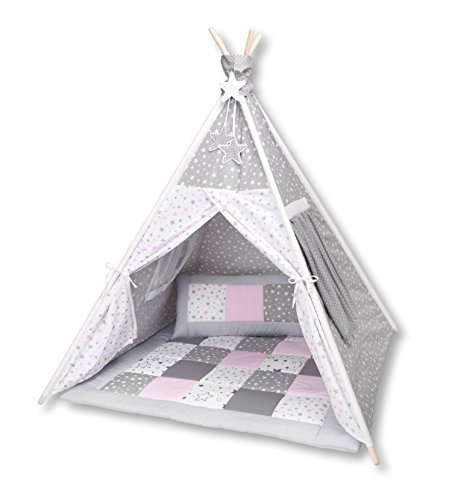 Amilian® Tipi Spielzelt Zelt für Kinder T40 (Spielzelt mit der Tipidecke und Kissen)