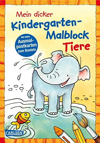 Mein dicker Kindergarten-Malblock Tiere: Mit tollen Ausmalpostkarten zum Basteln