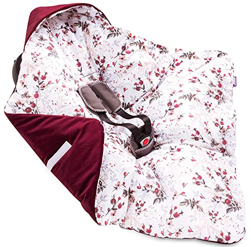 Jukki® VELVET Einschlagdecke mit Kapuze Babyschale für Kindersitz im Auto oder Kinderwagen, Baby Decke Kuscheldecke, Babydecke ideal für Reisen || 90cm x 90cm