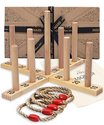 Jaques of London Ringwurfspiel | Gartenspiele für Kinder & Erwachsene | Outdoor Spiele | Qualität Ringwurfspiel Holz