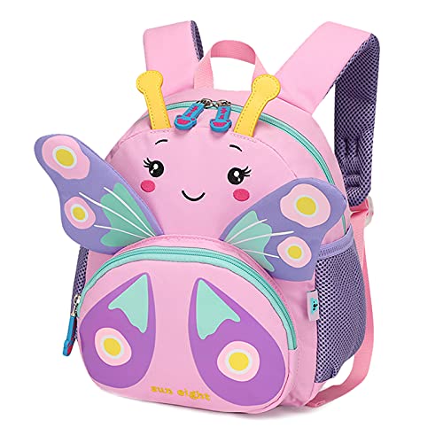 Bluesaly Kinderrucksack Mädchen Kindergarten Rucksack Kinder Wasserdicht Schulrucksäcke Atmungsaktiv für Vorschule Tagesrucksack Karikatur Tier Wandern Reise ​Tasche (Schmetterling)