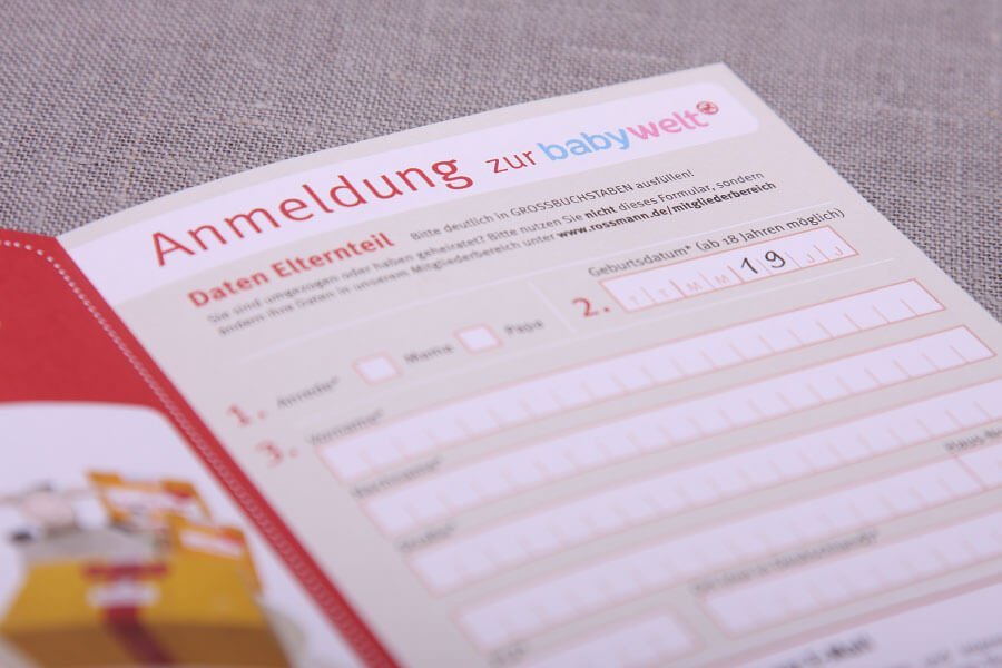 Die Anmeldung im Rossmann Babyclub / babywelt: Anmeldung Flyer