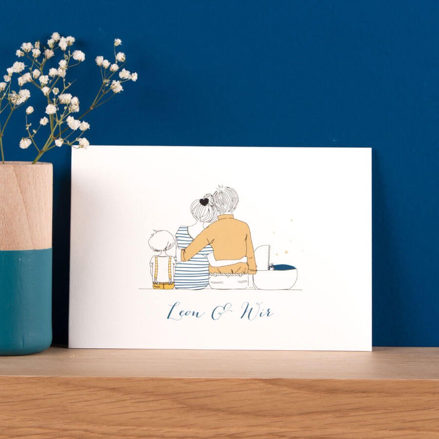 Hübsche Papeterie zur Geburt von Rosemood - Geburtskarte Lovely family