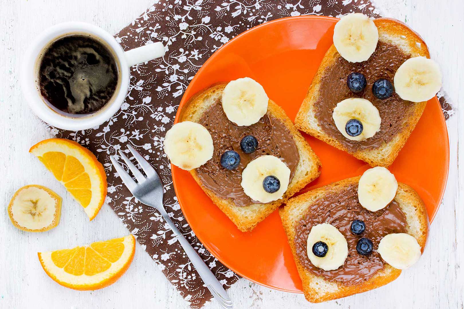 Schokocremetoast als Bärengesicht